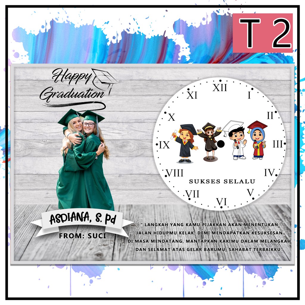 T1-4 JAM DINDING CUSTOM picbox KADO WEDDING ULANG TAHUN WISUDA GRADUATION CETAK FOTO PRIBADI