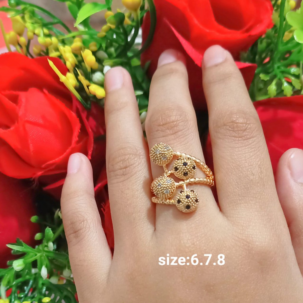 Cincin Dewasa Permata Motif Bola perhiasan wanita Gold dan Silver limited edition (COD)