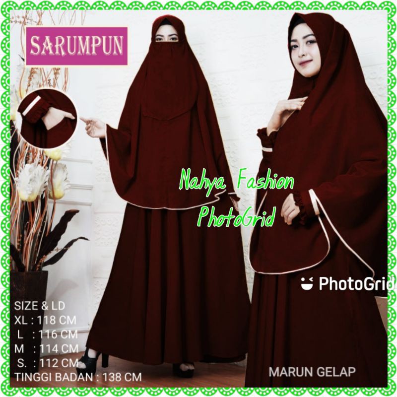 Gamis Syar'i Set Cadar Wolfis Maroon (2)