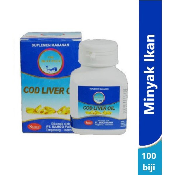 Cod Liver Oil Minyak Ikan SAMCO VITAMIN A dan D / Cap Ikan Paus / Botol Isi 100 kapsul