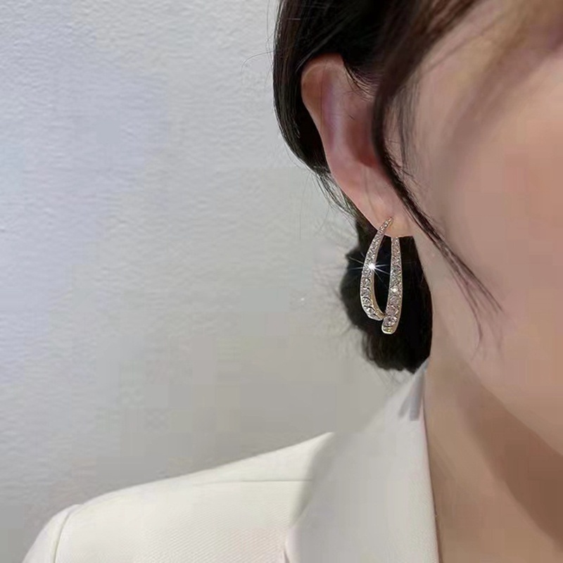 Fancyqube Anting Tusuk Gantung Wanita Desain Salib Lengkung Untuk Hadiah