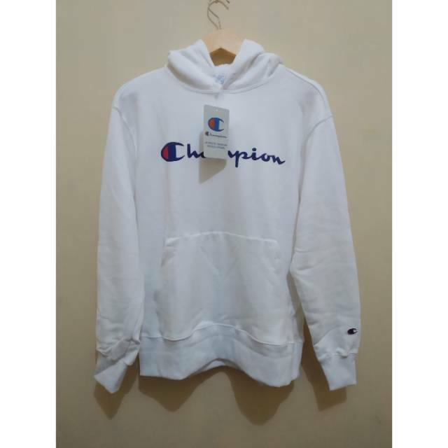 Original Champion Big Script Logo White Hoodie BNWT