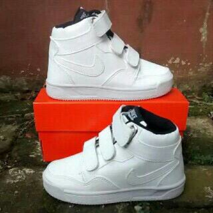 sepatu anak nike full putih tinggi murah + box