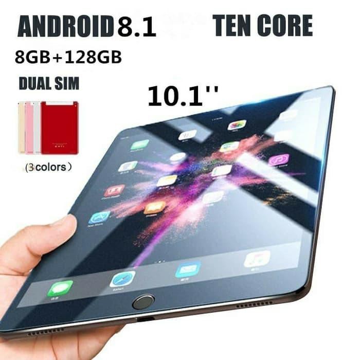 Tablet ram 8 gb 10 inch Android rom 128 gb dual sim card wifi 10 core Murah