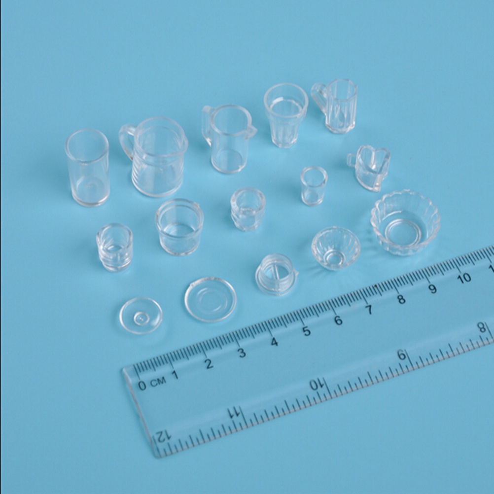 (dreamdreaming.id) 15pcs / Set Piring / Gelas Mini Transparan