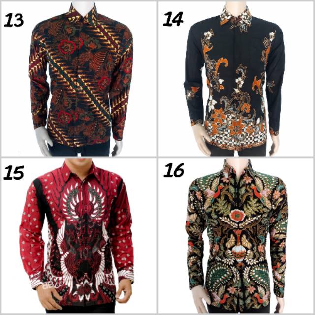  Baju  Batik  HRB026 Kenongo Kemeja Tosca Panjang Pekalongan  
