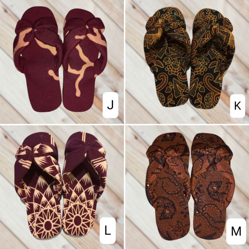 Sandal Batik Wanita Handmade Motif Etnik - Model Pita Jepit Silang Trendy Khas Solo Jogja Sendal Santai Souvenir Oleh-Oleh Pekalongan Grosir Eceran