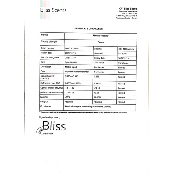 BLISS SCENTS Peppermint Essential Oil 100% Murni Therapeutic Grade Aromatherapy Aromaterapi by Bliss Scents