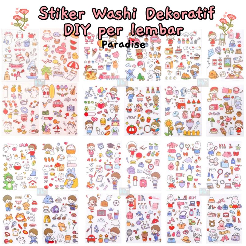 

Stiker Washi Dekoratif DIY per lembar atau Lembaran - Paradise