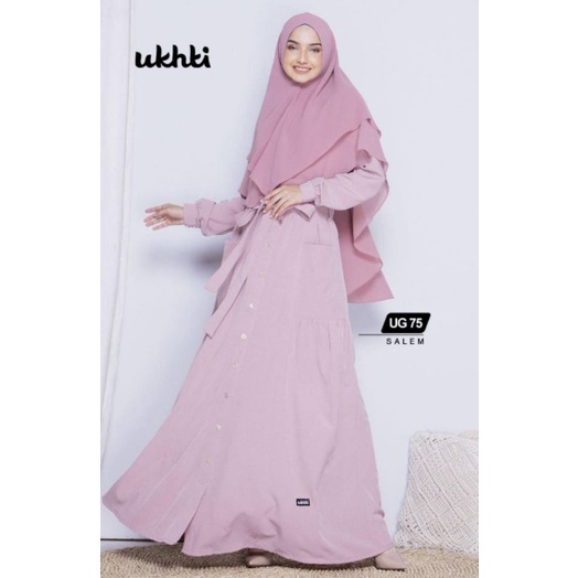 UKHTI Gamis UG75 Original Gamis Dewasa Polos Casual Syari Bahan Rose Crepe Premium nyaman Adem Kanci