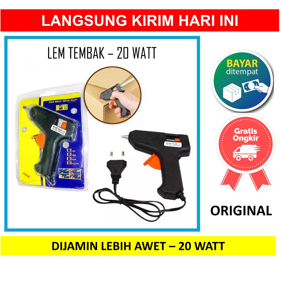 

Hot Melt Glue Gun 20 Watt Lem Tembak Pistol Mini 20 W 20W Alat Lem Stick Kerajinan Tangan Pita Kain