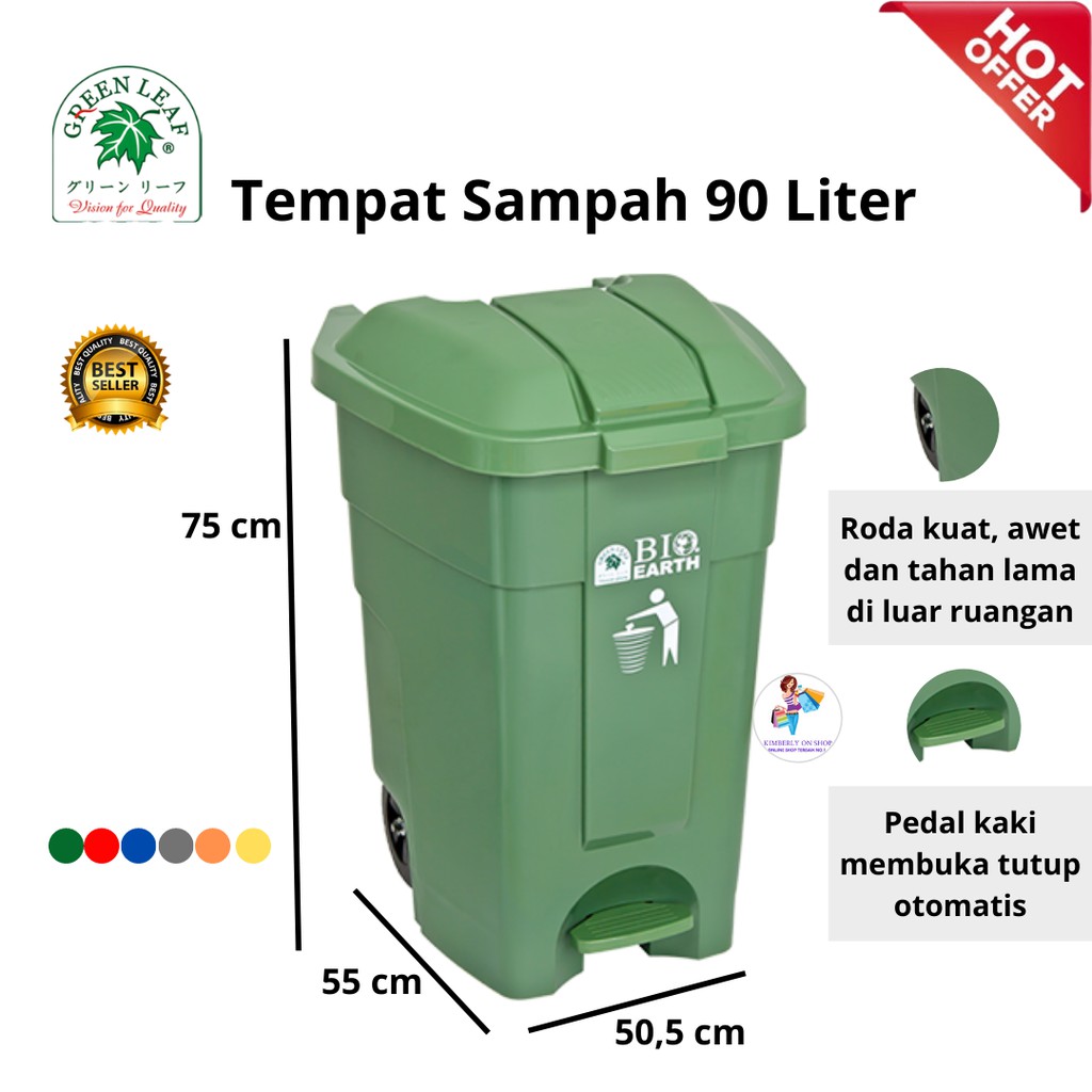 Tempat sampah BIO 90 liter green leaf 2009