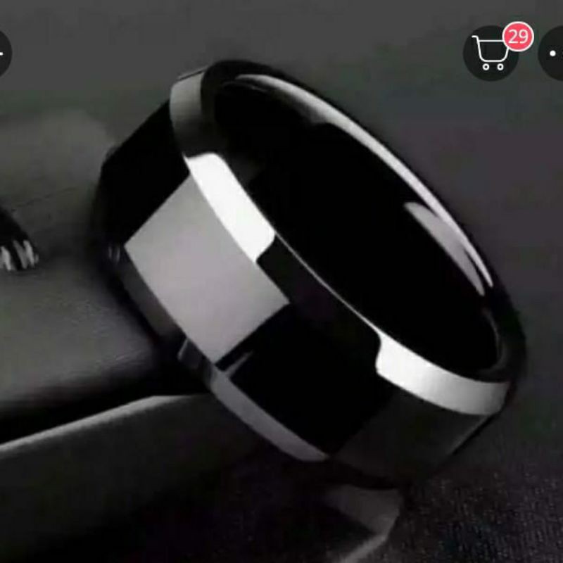 cincin titanium hitam pria wanita