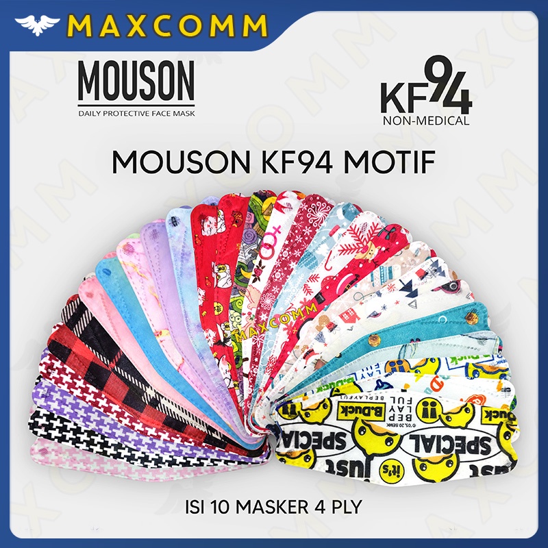 Masker Mouson KF94 Motif Warna isi 10 4 ply Masker Non Medis Sekali Pakai