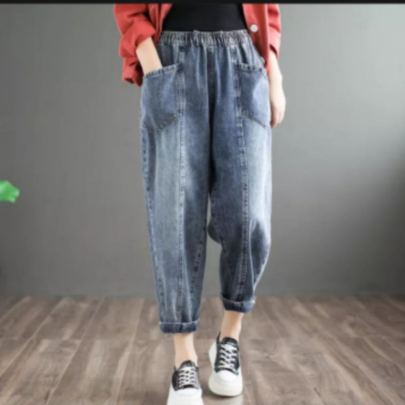 Celana Panjang Baggy Jeans Wanita Jogger Pants Korean Style