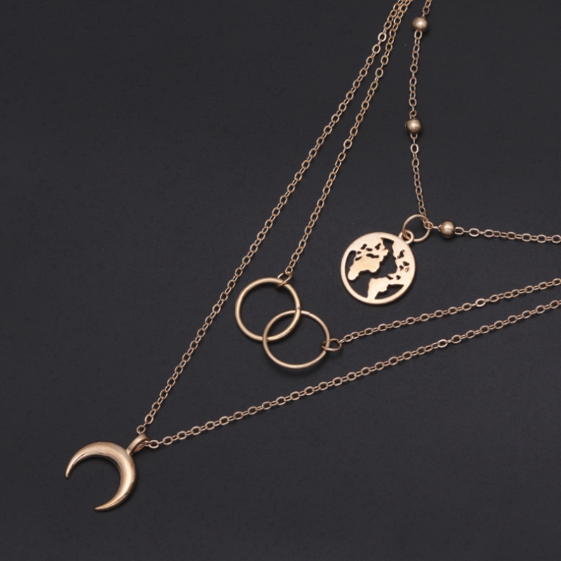 [ Women Bohemian Multilayer Pendant Necklaces ] [ Ladies Hip Hop Clavicle Necklace ] [Girls Personality Chain Necklace]