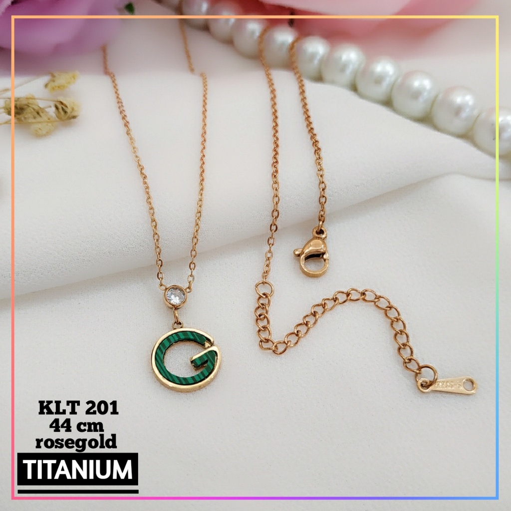 Kalung titanium/stainless steel rantai korea warna rosegold cantik perhiasan anti karat KLT 201