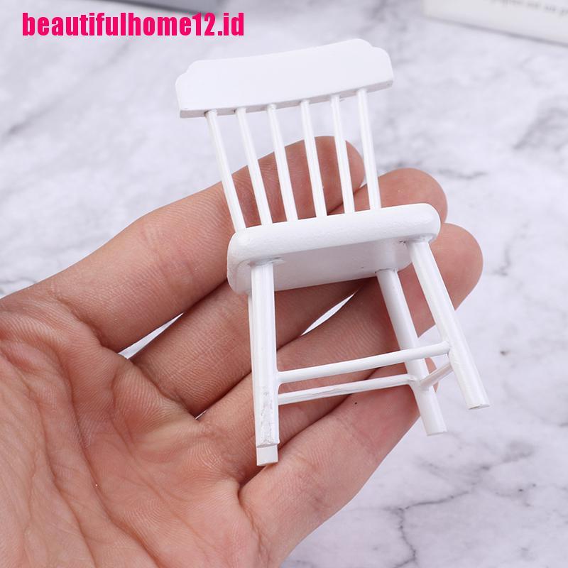 【beautifulhome12.id】3Pcs/Set 1/12 Doll House Mini Furniture Dining Table Chair Set Toy Model Decor