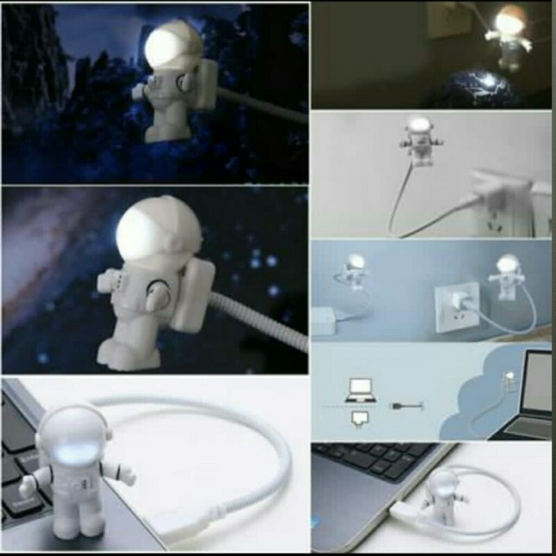 Lampu Astronot colok usb. lampu laptop.lampu meja. lampu tidur astronot