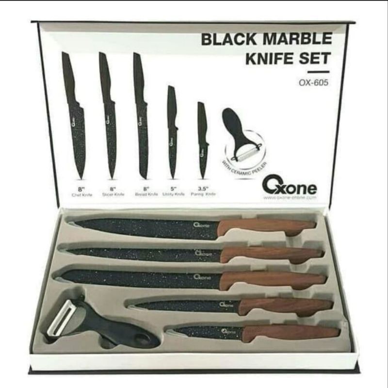 Pisau set Oxone OX-605 / Black Marble Knife Set OX605