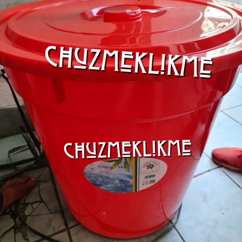 Ember plastik besar 100 liter Green leaf/Ember pail green leaf 0100/Ember besar 100 liter