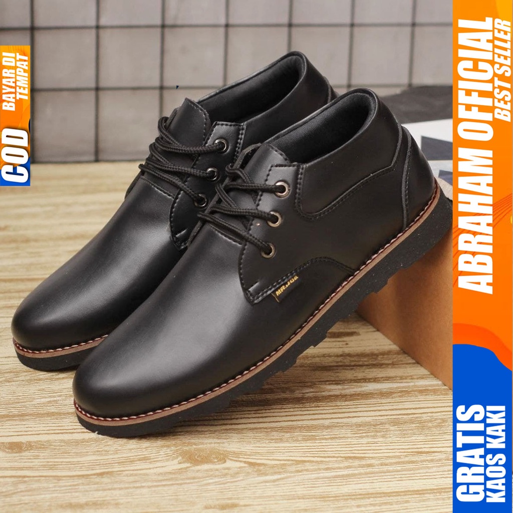 ABRAHAM COLLE Sepatu Formal Casual Pantofel Hitam - Coklat