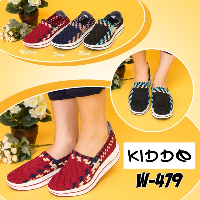 Kiddo w479 sepatu IMPORT anyaman rajut wanita ORI