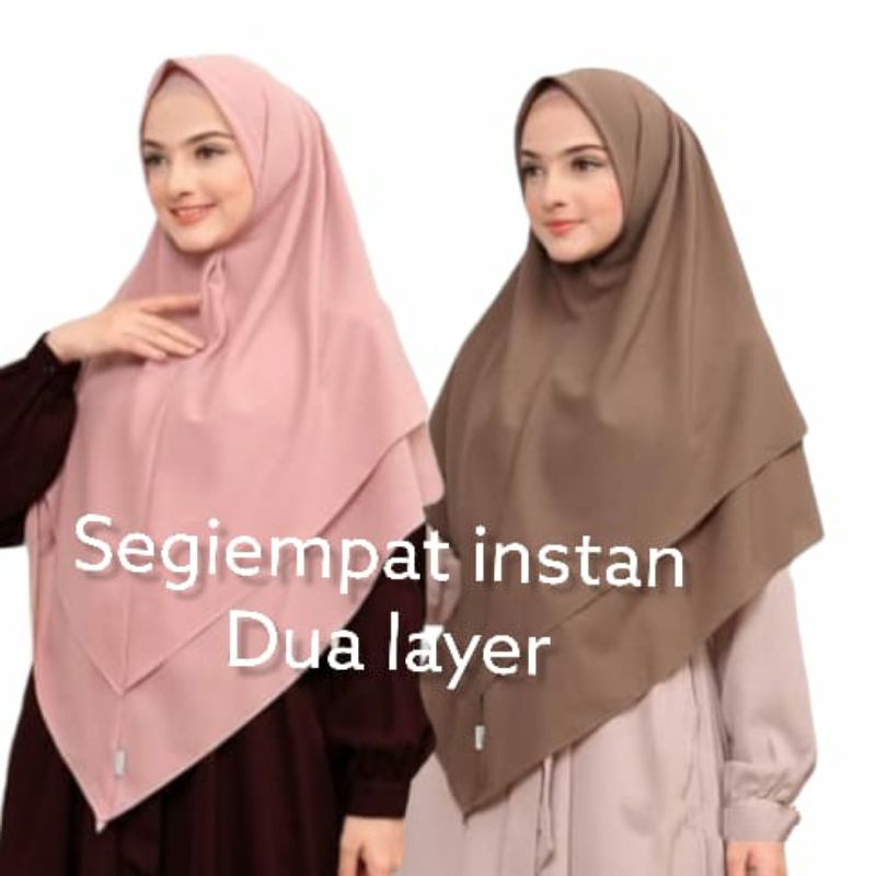 TERPOPULER Khimar Segi Empat Instan Syar'i Tanpa Pet Non Pad 2 Layer Diamond Crepe Instant