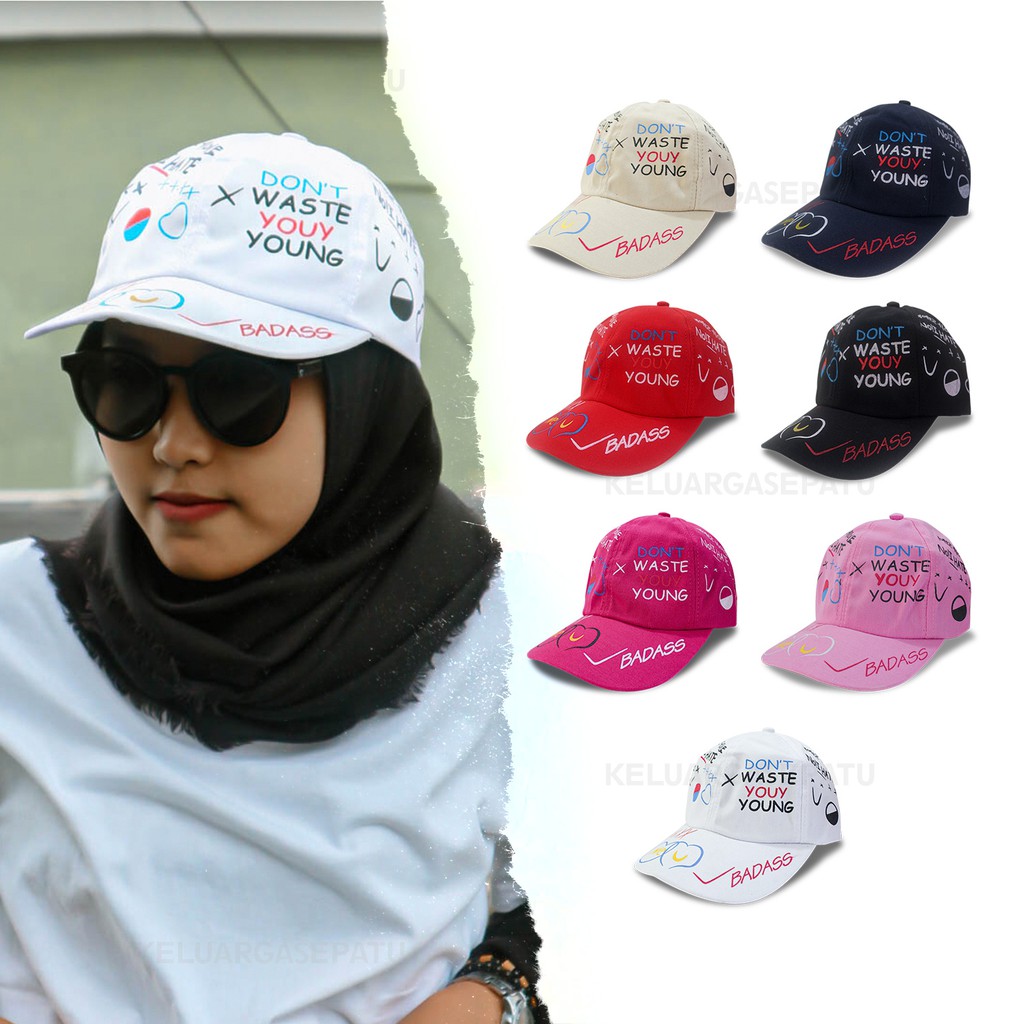 TOPI KOREA TOPI BASEBALL BADAS TOPI BASEBALL SABLON MOTIF KOREA TOPI WANITA TOPI PRIA MURAH