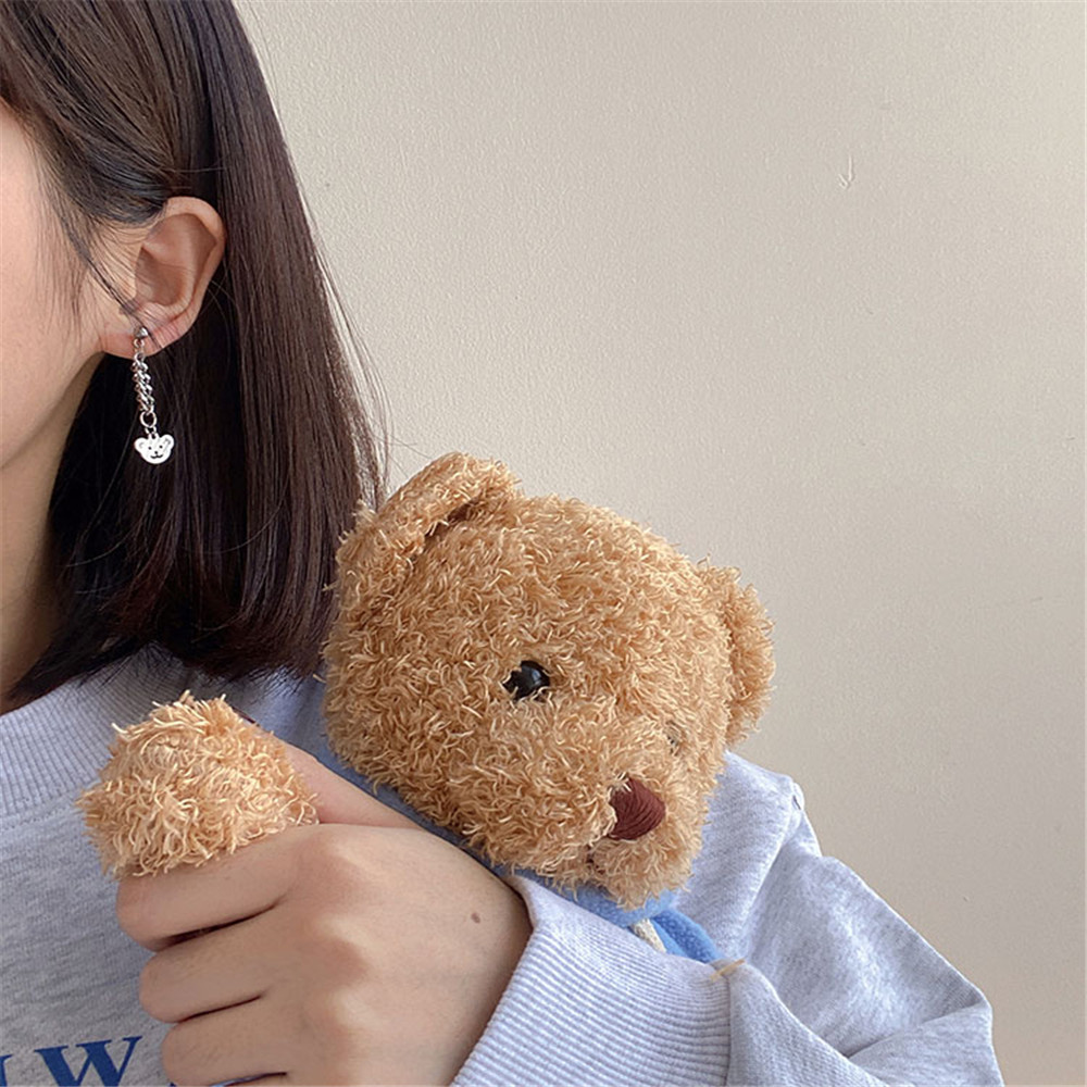 Bear Chain Female Cool Small Crowd Design Sense Earrings Back Hanging Earrings Lovely