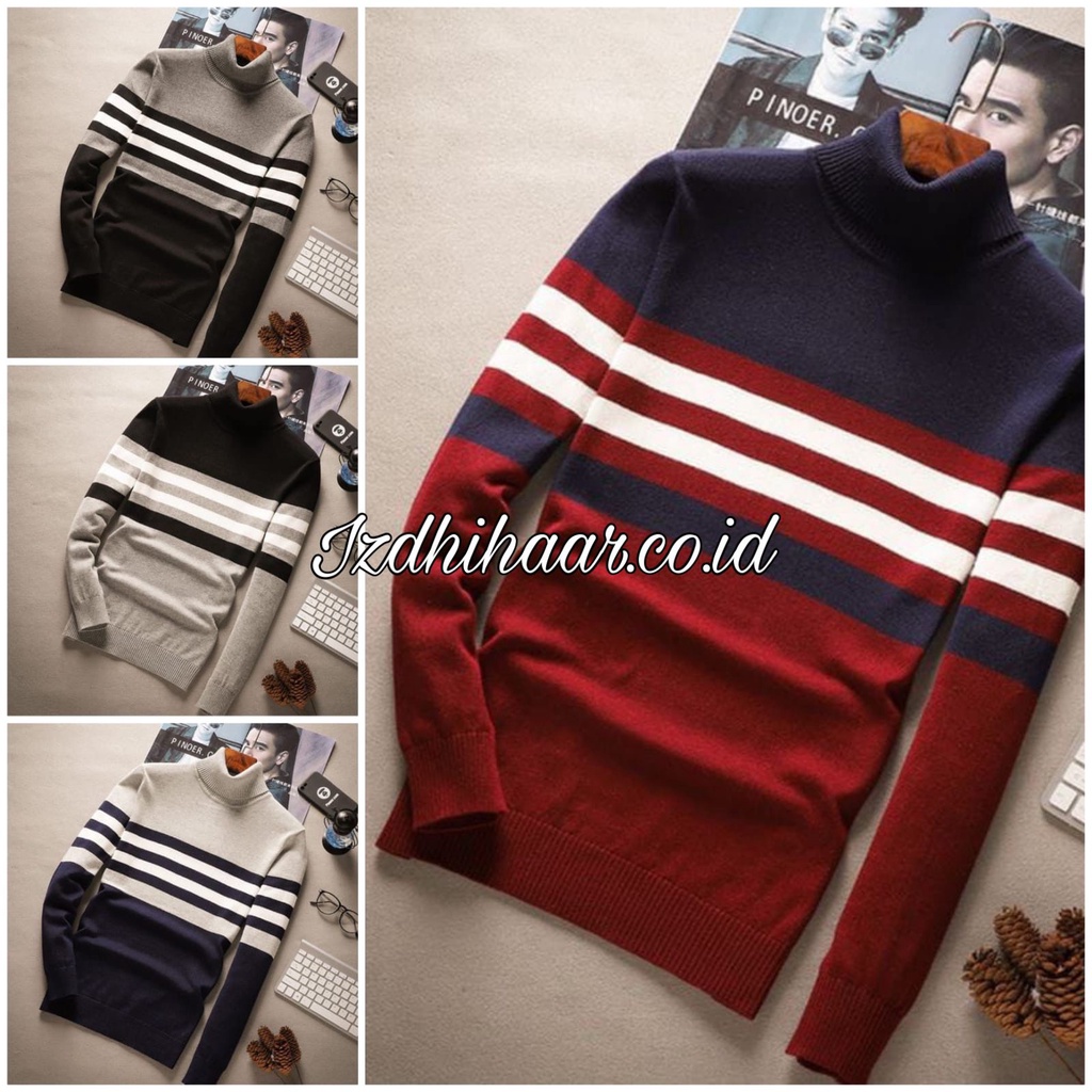 Sweater Rajut Crossline TURTLENECK NEW MOTIF Kerah Tinggi Rajut 7 Get Best seller