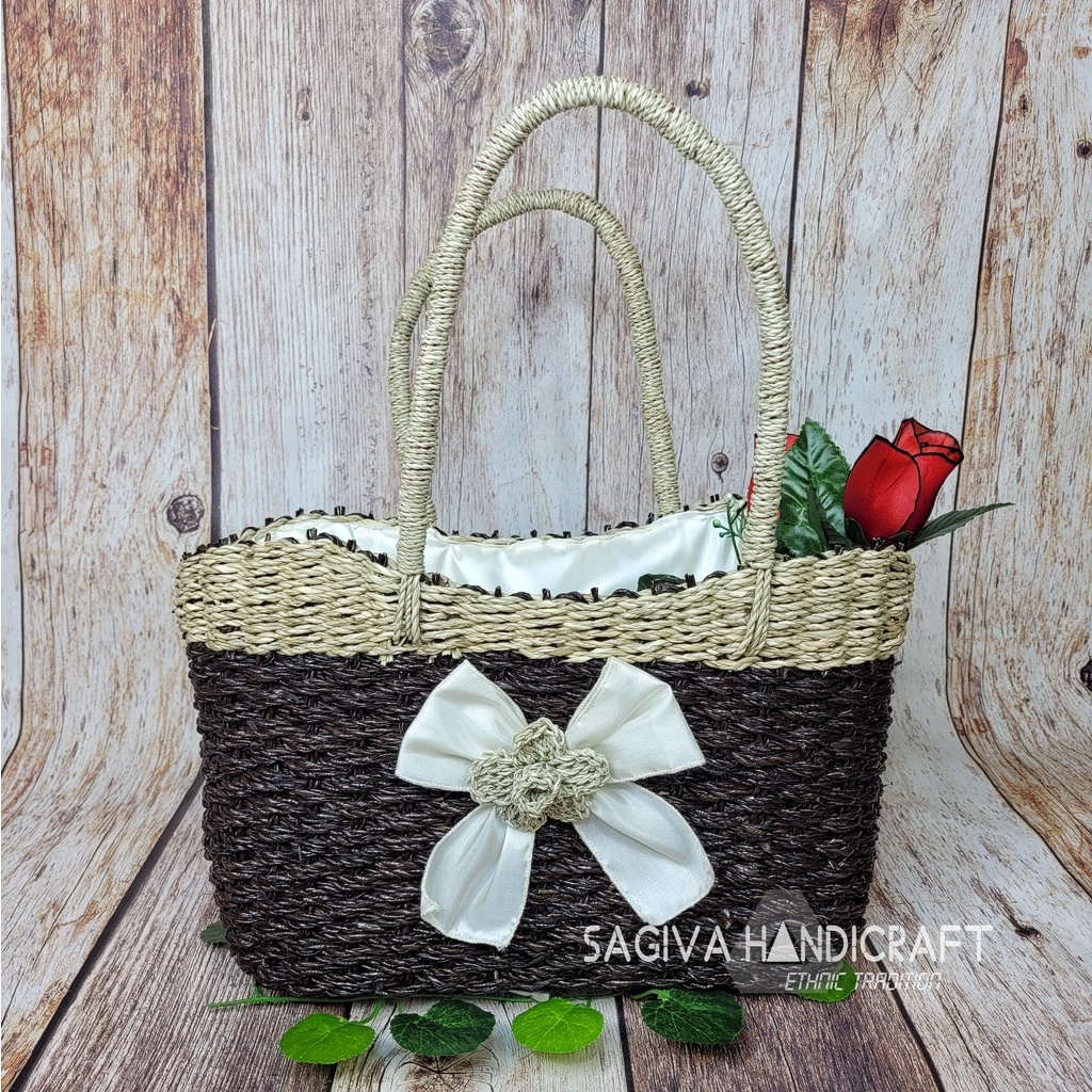Tas Anyaman Pandan Lilit Pita Bakul