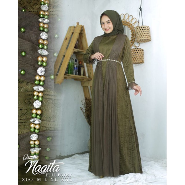 DRESS PESTA MEWAH | GAMIS DRESS NAGITA PAYET PREMIUM | GAMIS BROKAT | GAMIS MEWAH | GAMIS PESTA