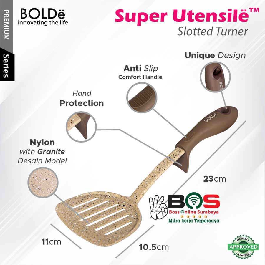 Bolde Super Utensil Slotted Turner Spatula Lubang Sutil Sodet