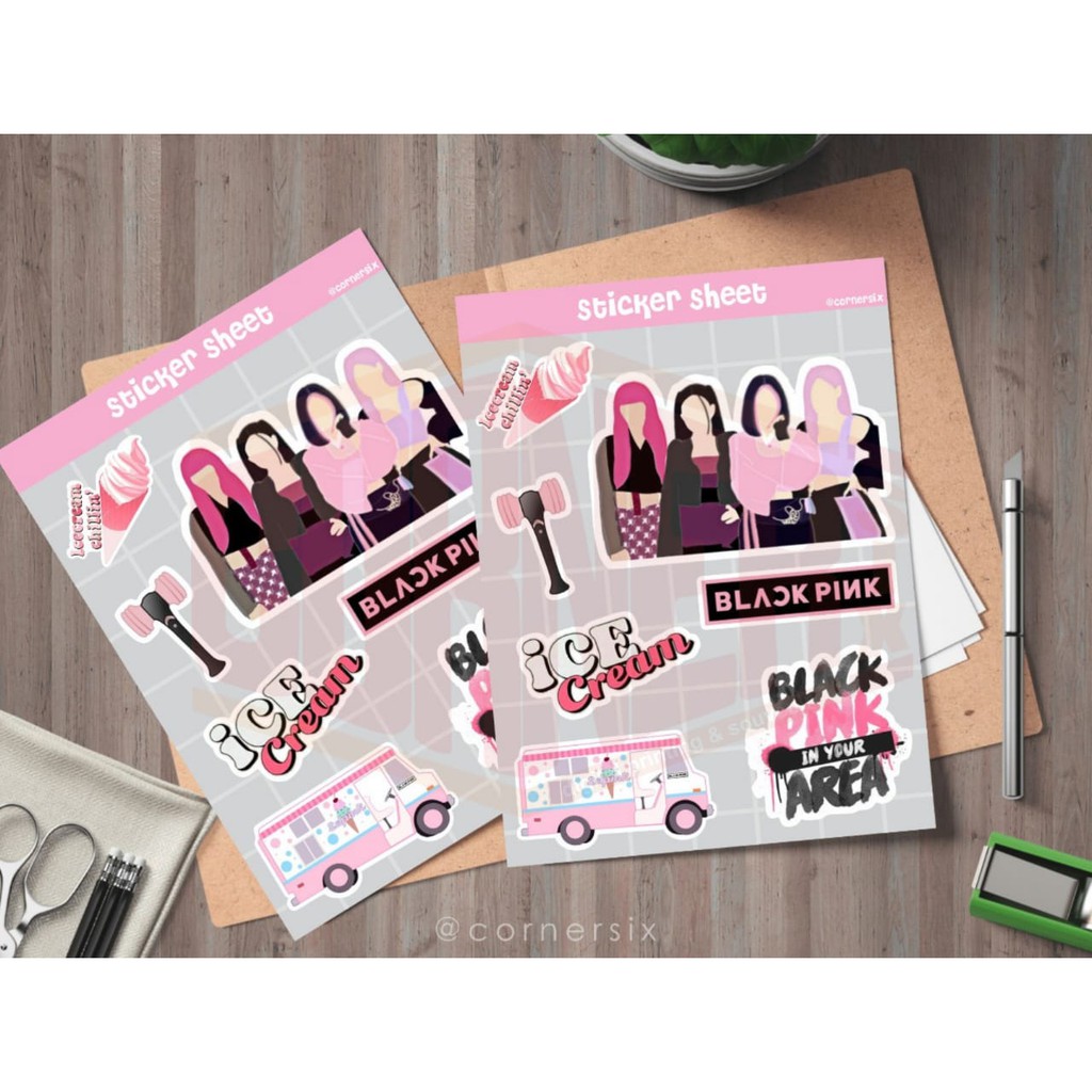 

sticker sheet black pink