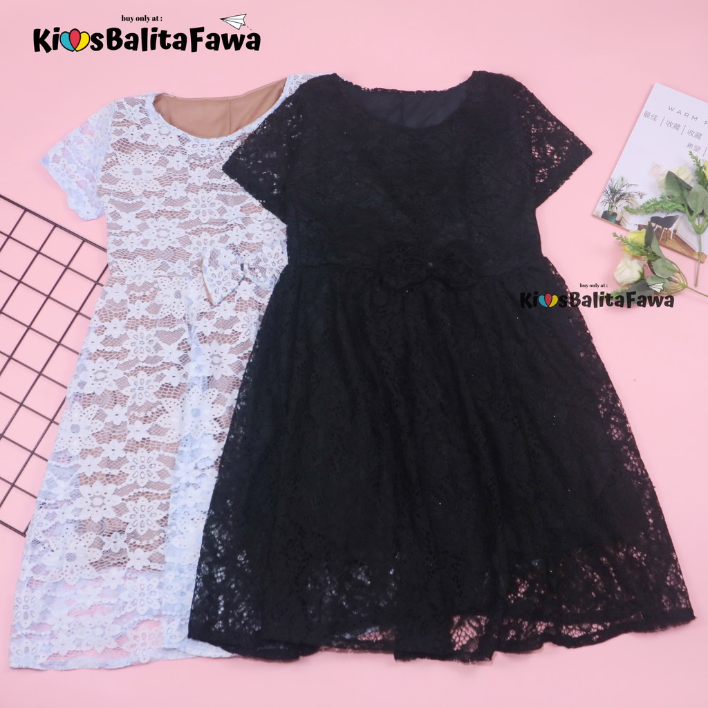 Dress Icha Brukat uk 6-8 Tahun / Dres Brokat Anak Perempuan Gaun Brukat Pesta Baju Import Baby Cewek