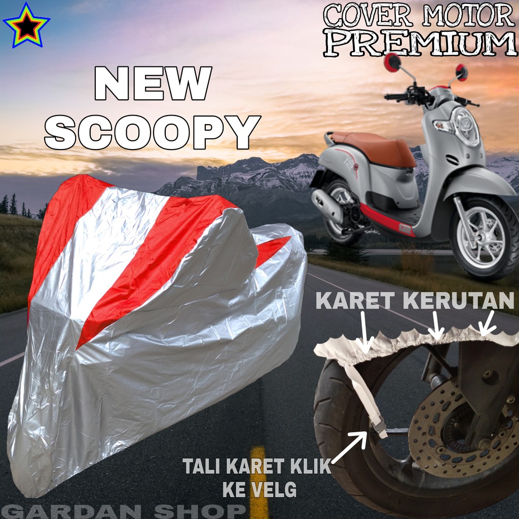 Sarung Motor NEW SCOOPY Silver MERAH Body Cover Penutup Motor New Scoopy PREMIUM