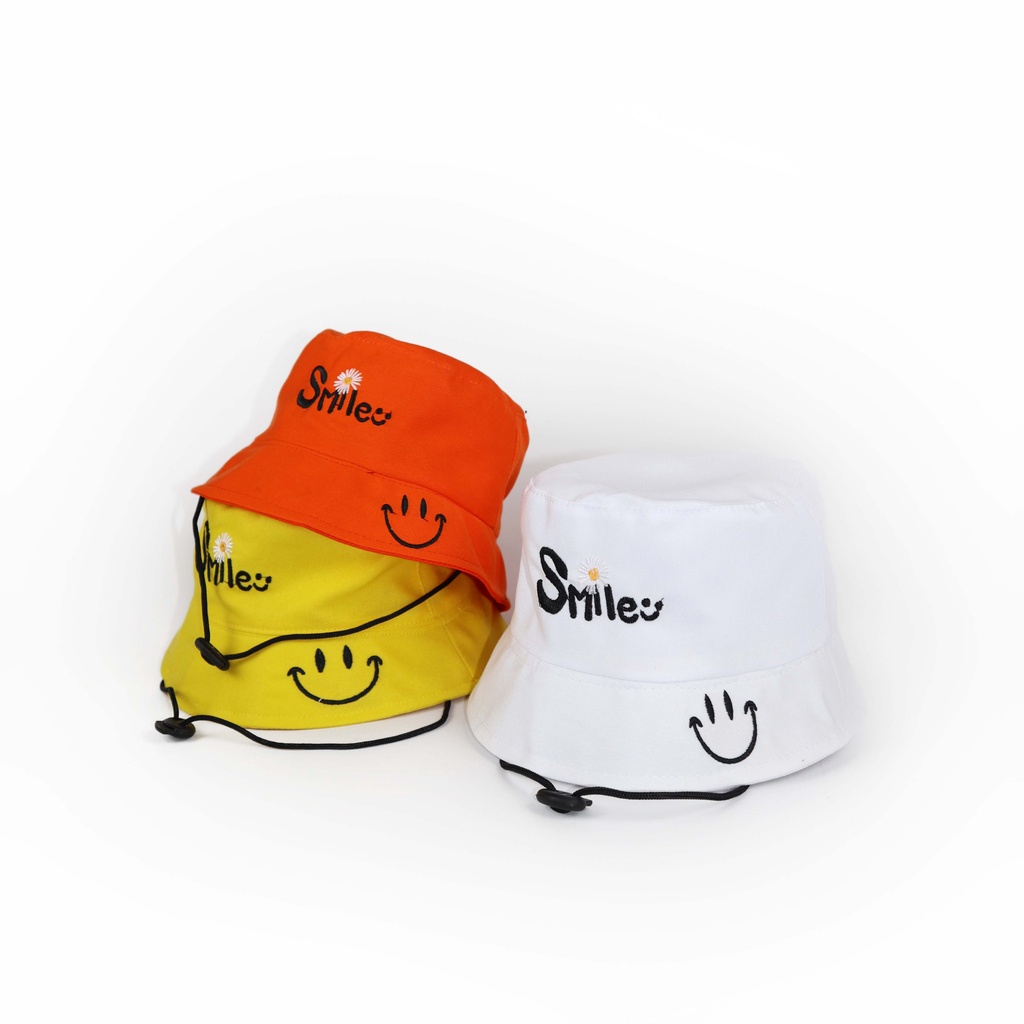 Topi Bucket Anak Tali Bordir 2 Gambar Smile-Daisy