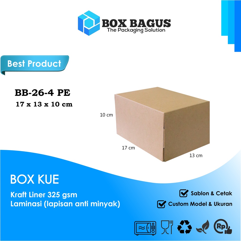 BOX DUS KOTAK HAMPERS KUE BOLU GULUNG ROTI SNACK 17x13x10 cm PAPER KRAFT 325 gsm LAMINASI