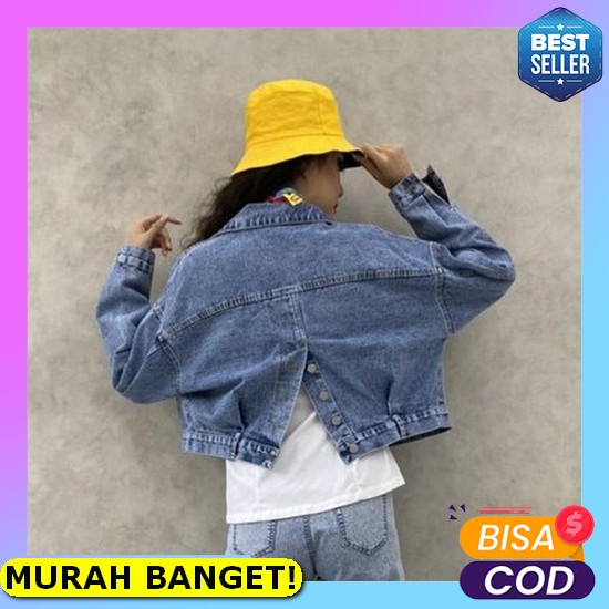 Jaket Denim Wanita Denim Jacket Wanita Import Harajuku Style Prem Tj51 Amr Original - Jaket Jeans