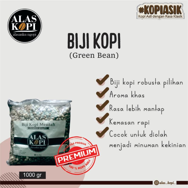 Biji Kopi Mentah (green bean) Robusta Premium 1 Kg