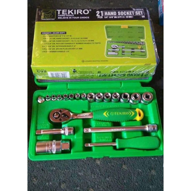 Kunci Shock Set Tekiro 1/4'' - 3/8''  21 pcs 4-9 MM Kunci Sok Set Tekiro Kunci Sok Tekiro Kunci Sock