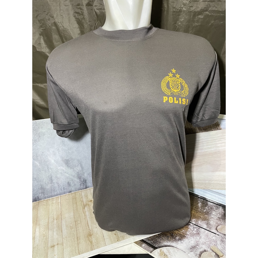 Kaos Cokelat Polis* | Kaos Oblong Polos Police | Kaos Dalaman | Kaos Polos Dalaman