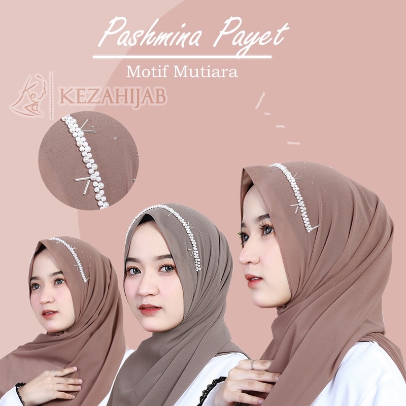 Pashmina Ceruty payet Motif Mutiara /payet mutiara 30+++ Warna