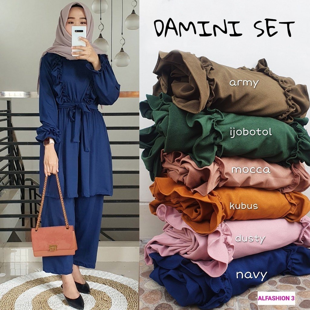 BISA COD - SETELAN SET TUNIK DAMINI / DAMINI FASHION MUSLIM / PAKAIAN WANITA BEST SELLER !!