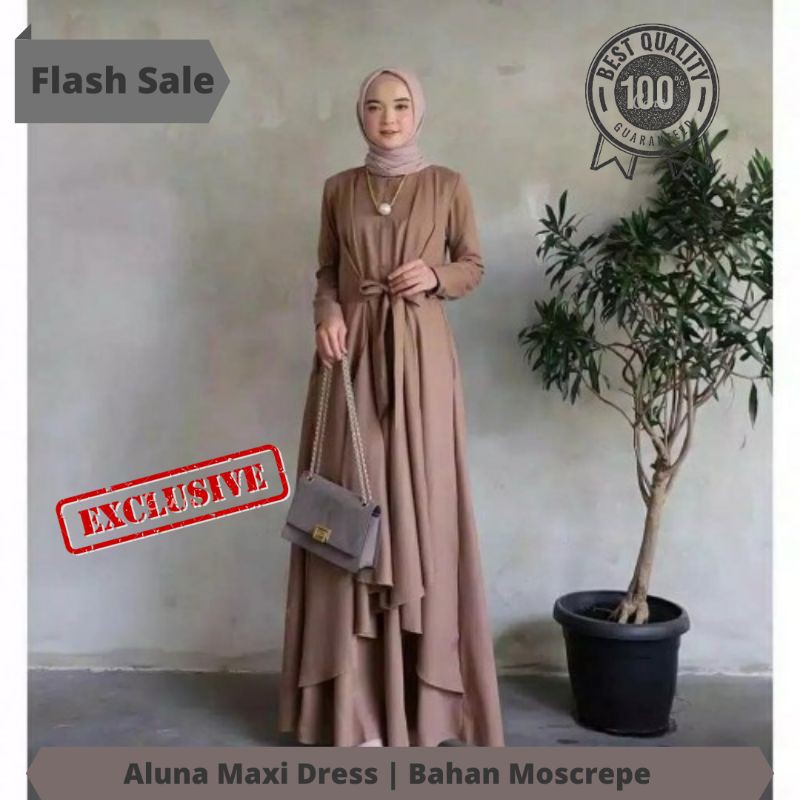 [Promo] Gamis Muslim Wanita Cantik Aluna Maxi Dress Terbaru