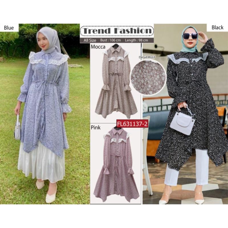 Renda tunik by extu / renda tunik korea/ hijabers tunik
