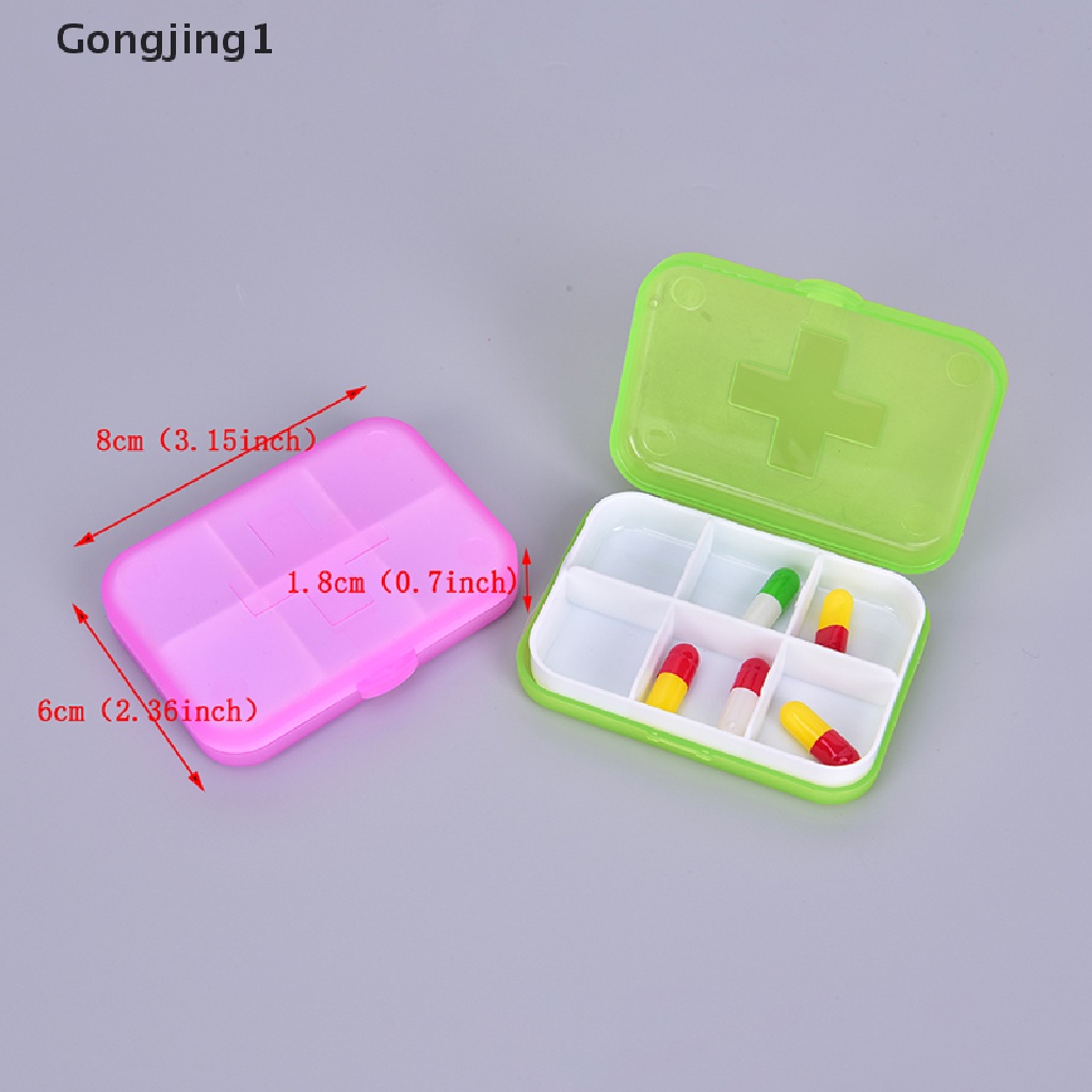 Gongjing1 Kotak Penyimpanan Obat Pil 6 Slot Portable Untuk Travel