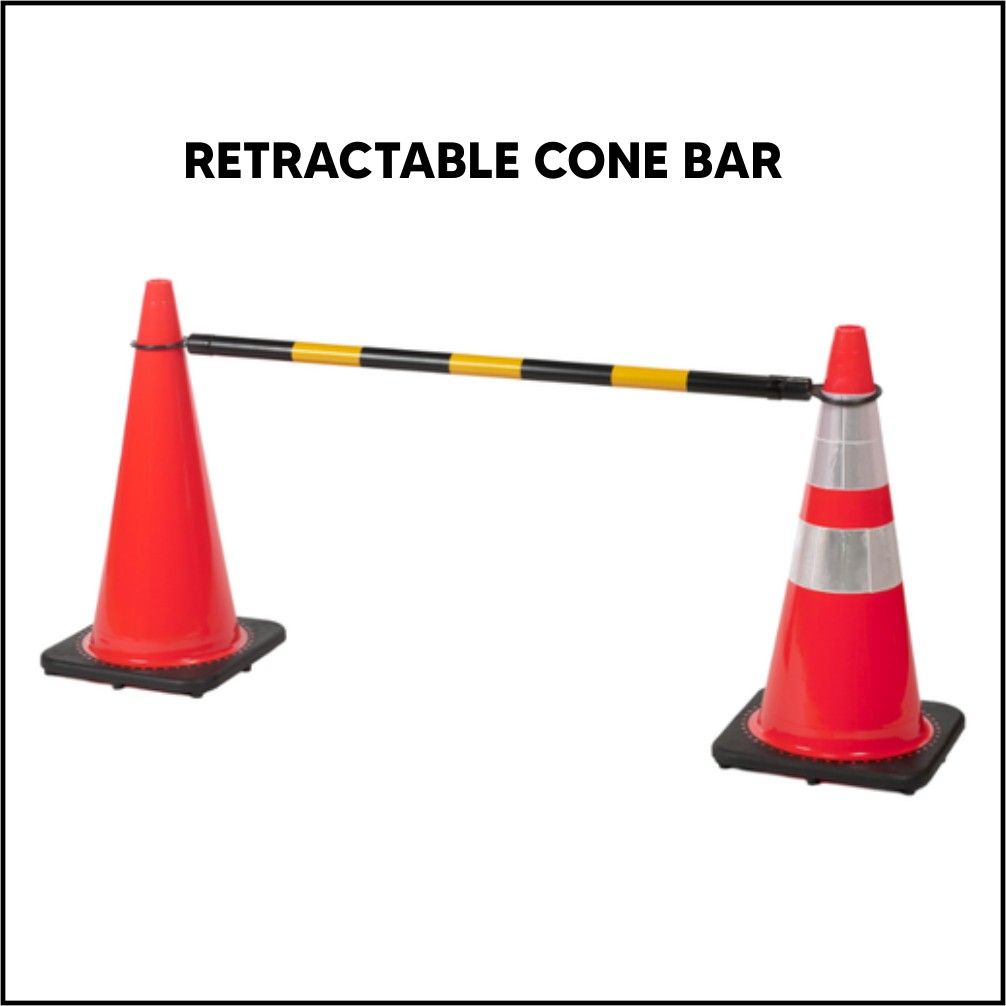 RETRACTABLE CONE BAR / STICK PENGHUBUNG TRAFFIC CONE PENGHALANG - HITAM KUNING