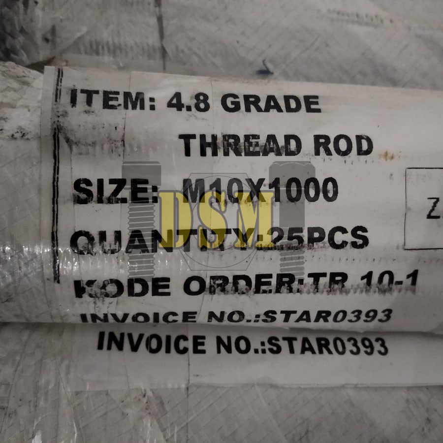 As Drat M10 / Long Drat / Thread Rod M10x1Meter Galvanis Grade 4.8